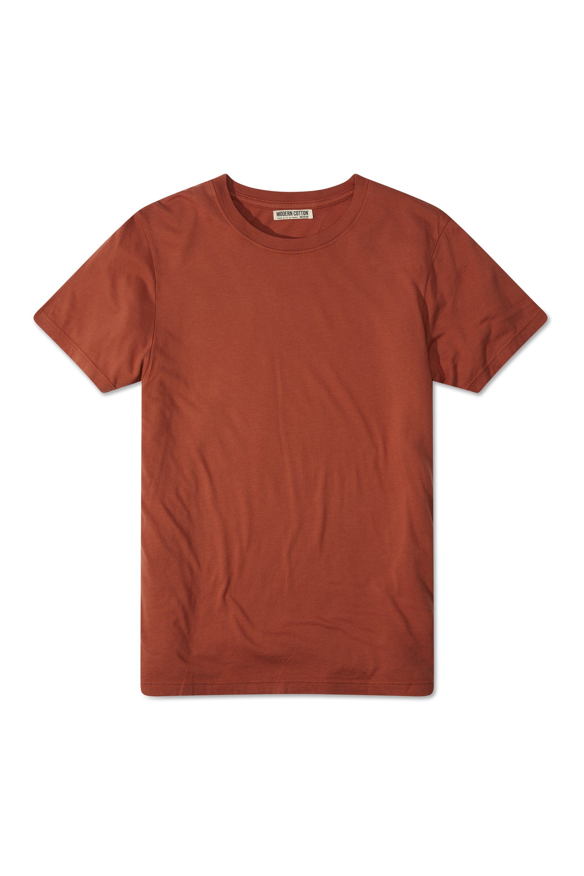 A red t-shirt with short sleeves is on a white background.