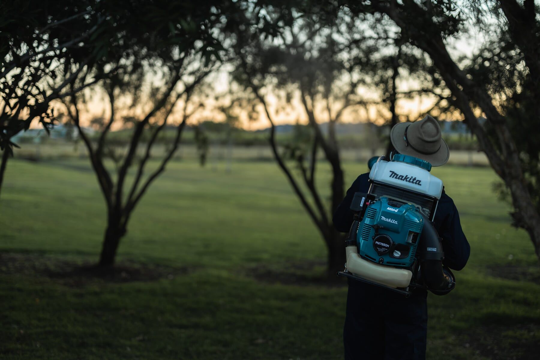 Pest control specialist with spray bottle