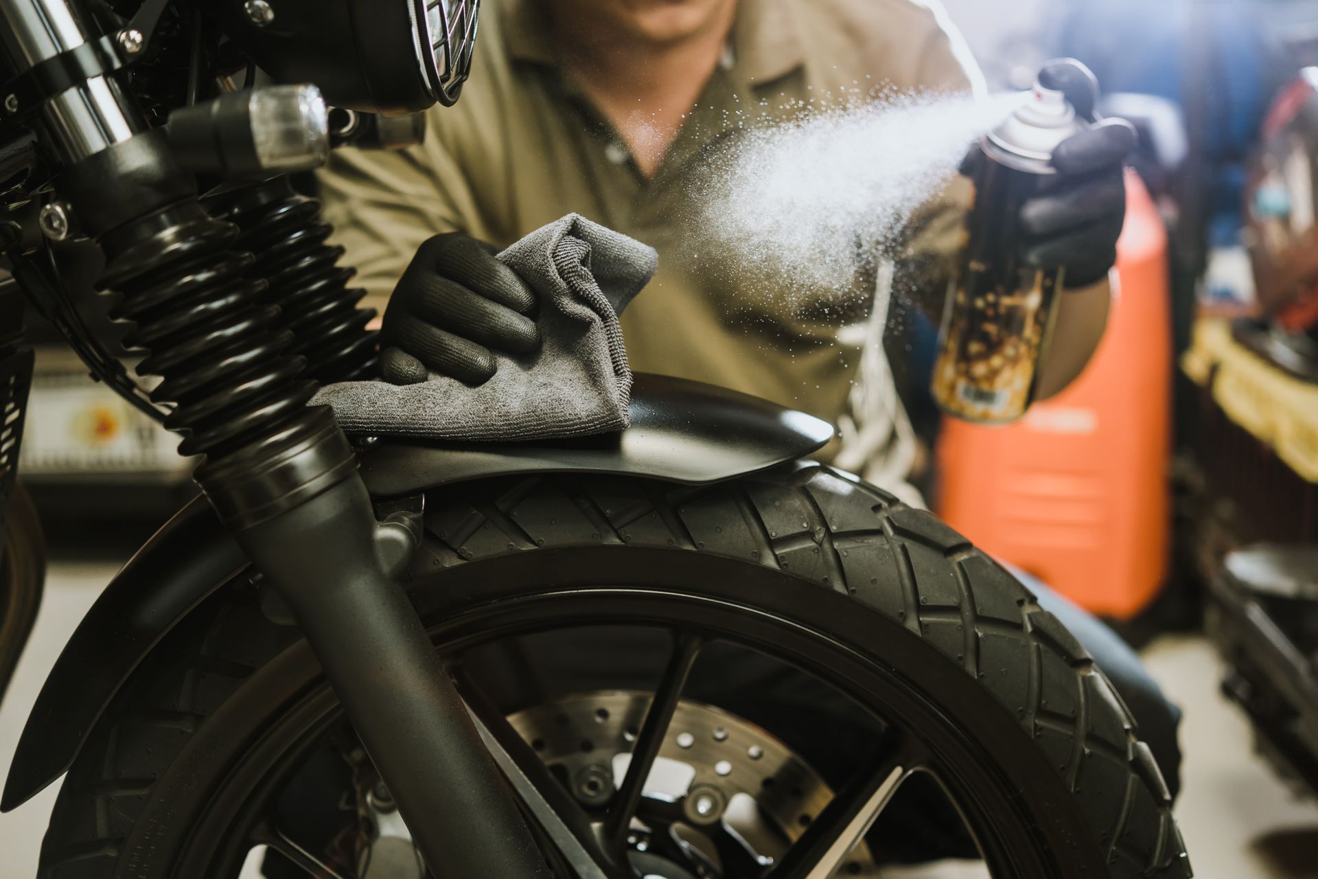 specialist cleaning motorcycle