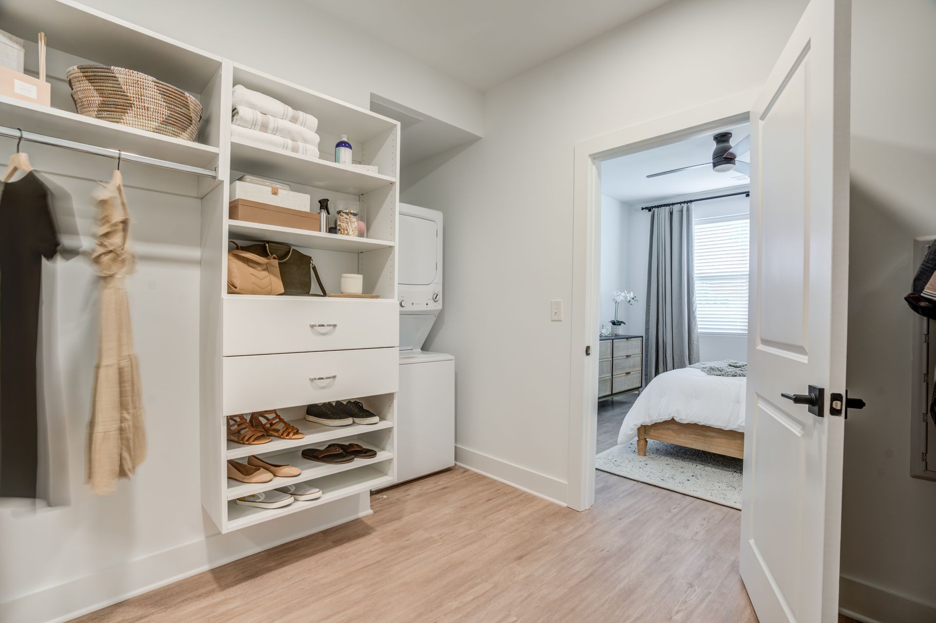 Walk-in closet at Palmer House in Madison, AL.