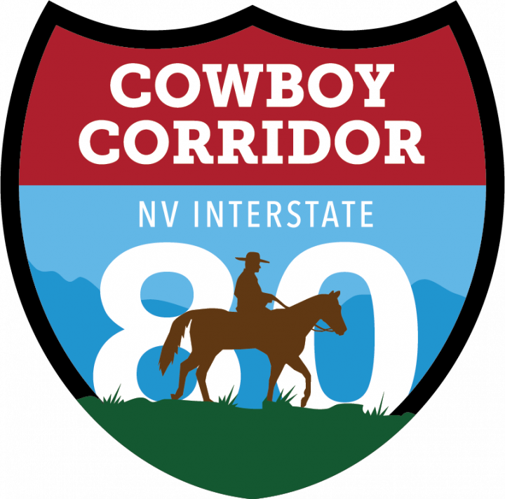 A logo for cowboy corridor nv interstate 80