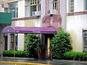 A purple awning with the text 