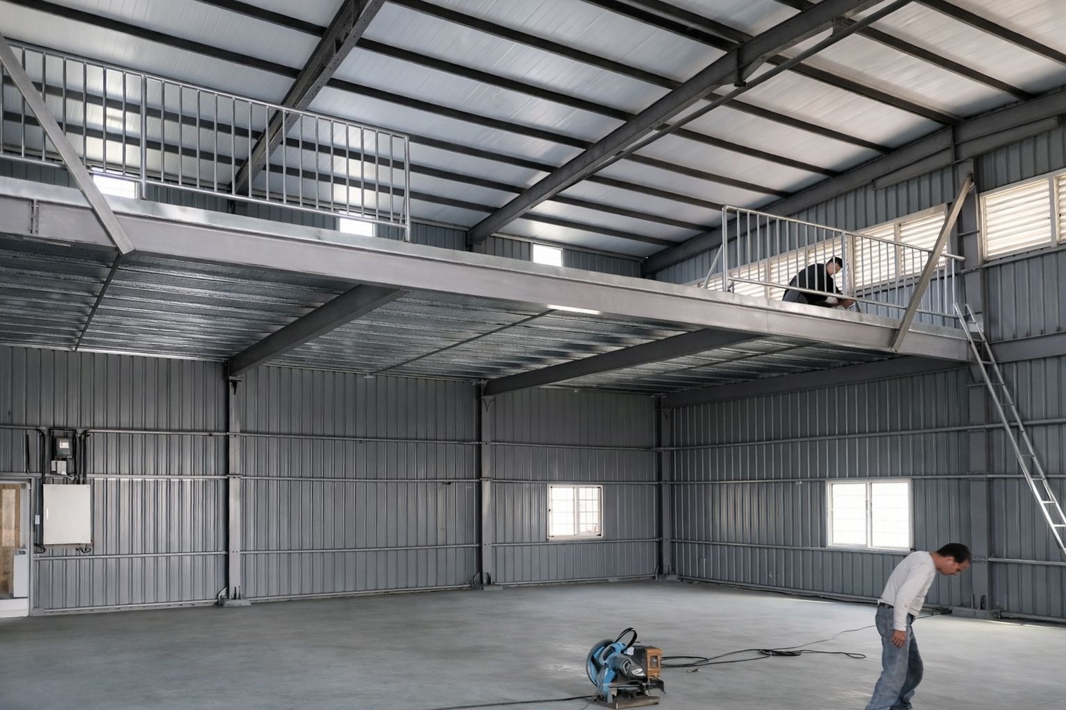 廠房鋼構夾層工程施工案例,新增二樓儲存空間與鋼構樓板