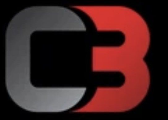 C3 logo: Gray "C" overlapping red "3" on a black background.