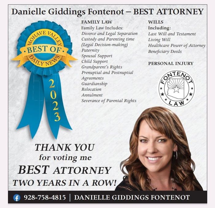Best Attorney Award 2023 — Bullhead City, AZ — Law Offices of Lenkowsky and Fontenot