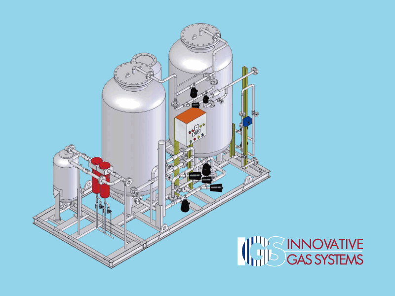 A drawing of an innovative gas system on a blue background