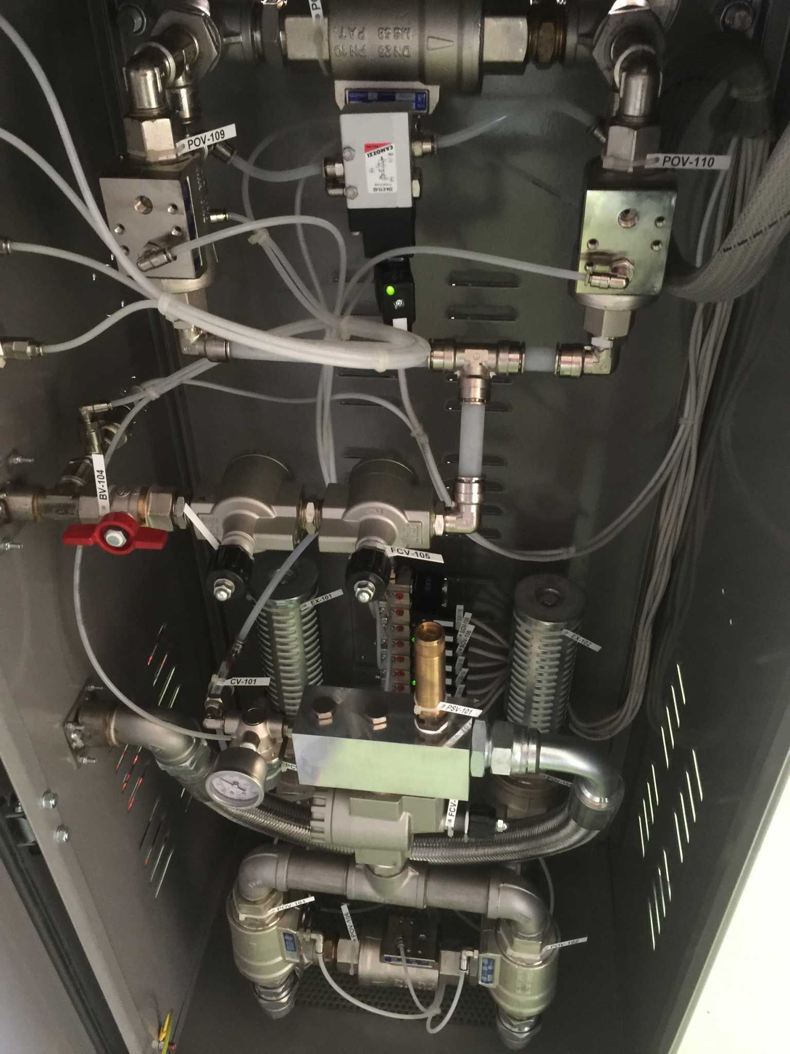 Inside piping of an NS-49 nitrogen generator.