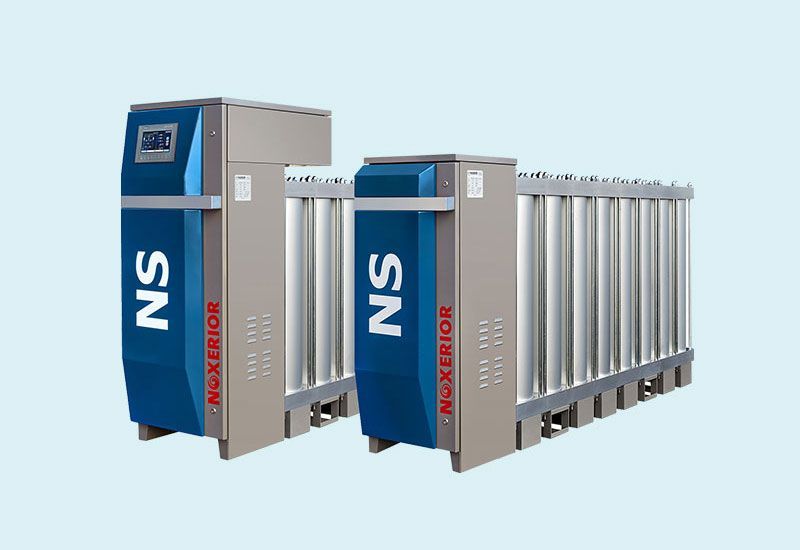 Two ns units are sitting next to each other on a blue background.