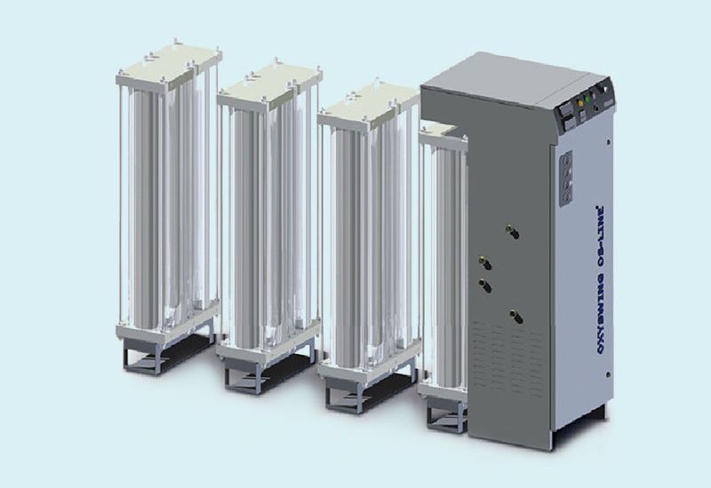A computer generated image of a machine with a blue background.