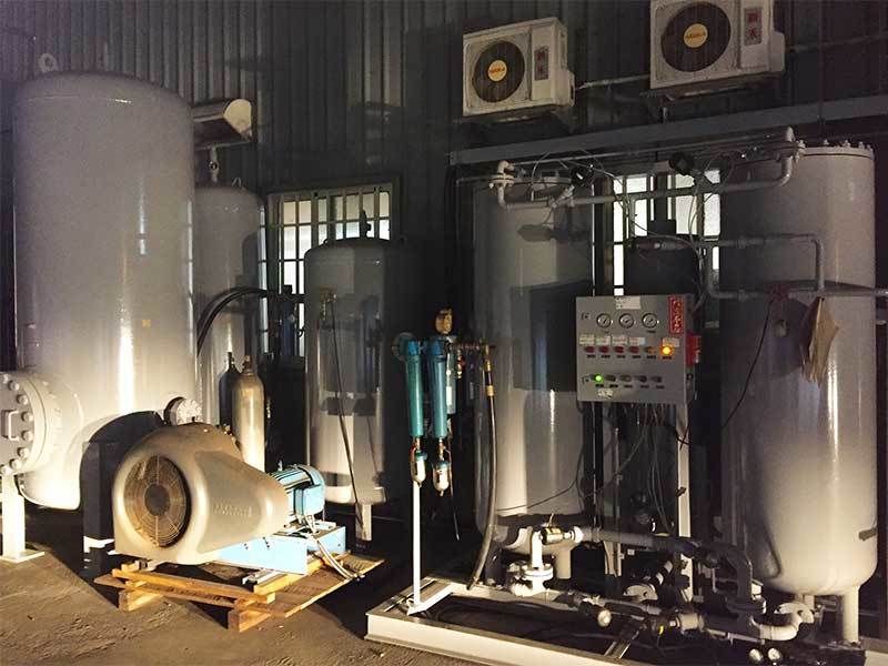A warehouse with a lot of tanks and nitrogen booster.
