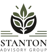 The stanton advisory group logo is a plant with leaves and a drop of water.