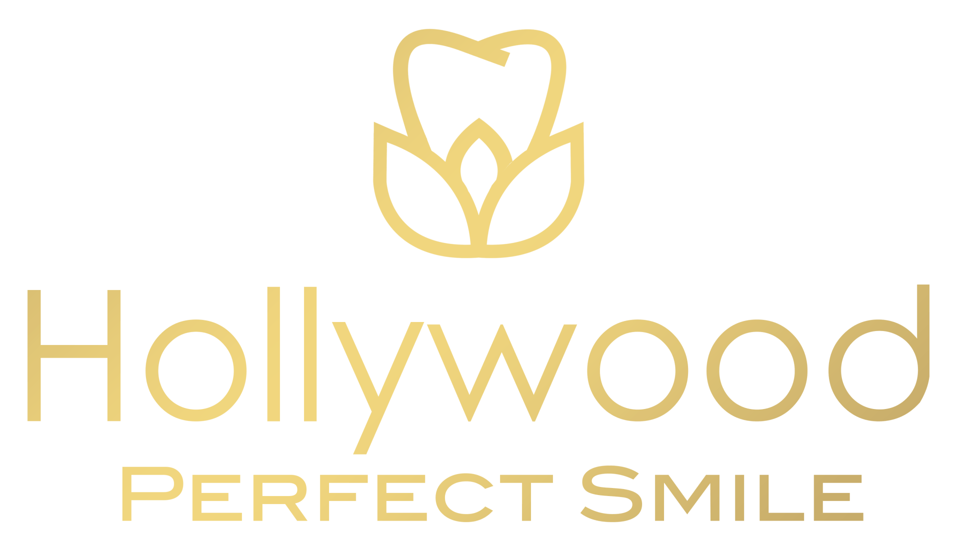 The logo for hollywood perfect smile is a tooth with a flower on it.