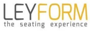 Logo LEYFORM con testo grigio e giallo e lo slogan 