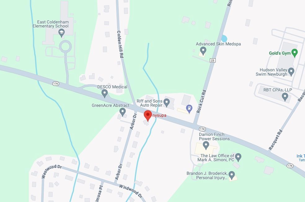 A map of a residential area with a red circle in the middle.