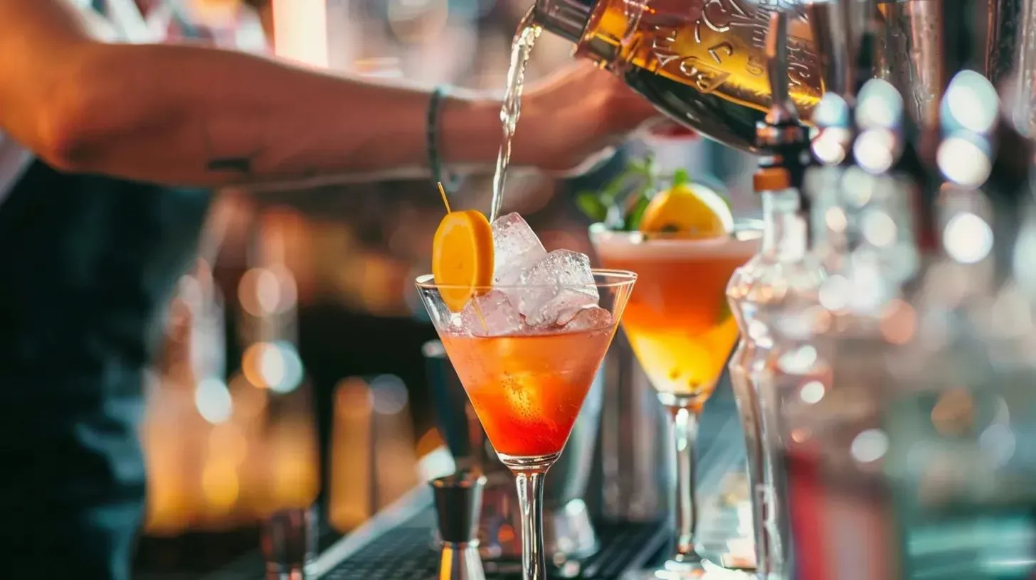 Bartender making a cocktail in a mixology class