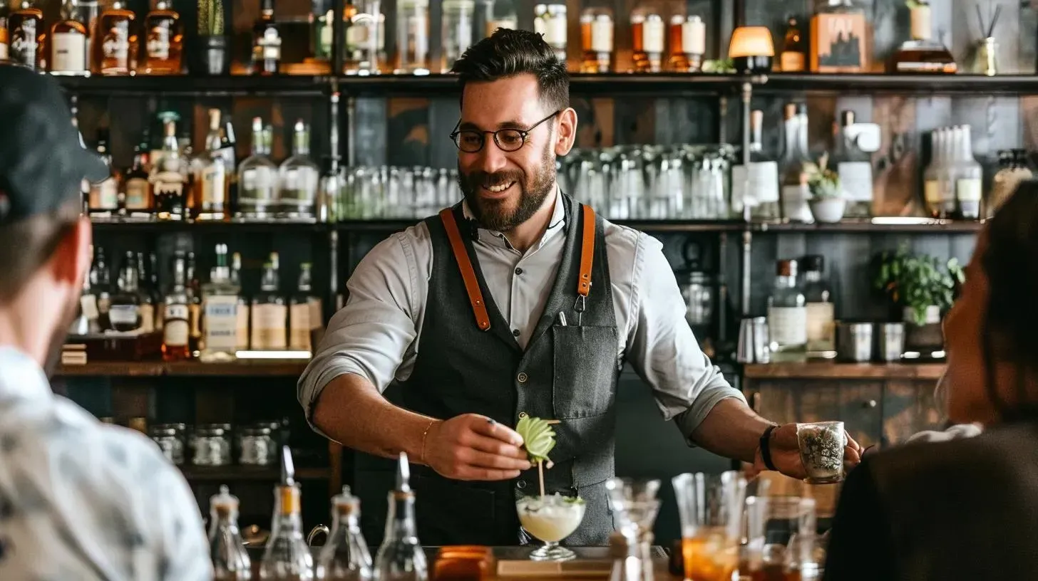 TEACHER WITH STUDENTS IN A MIXOLOGY CLASSROOM
