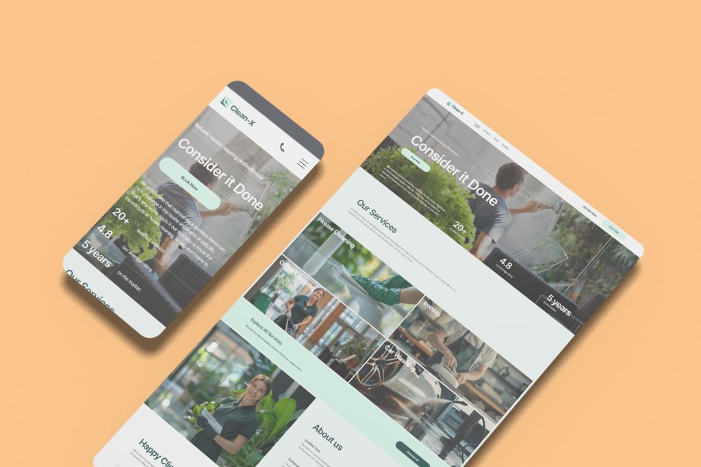 Smartphone and tablet displaying a website about nature, with a light green and white color scheme.