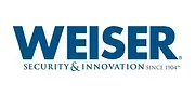 The weiser security and innovation logo is blue and white.