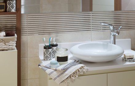 Domestic new-style bathroom in the house