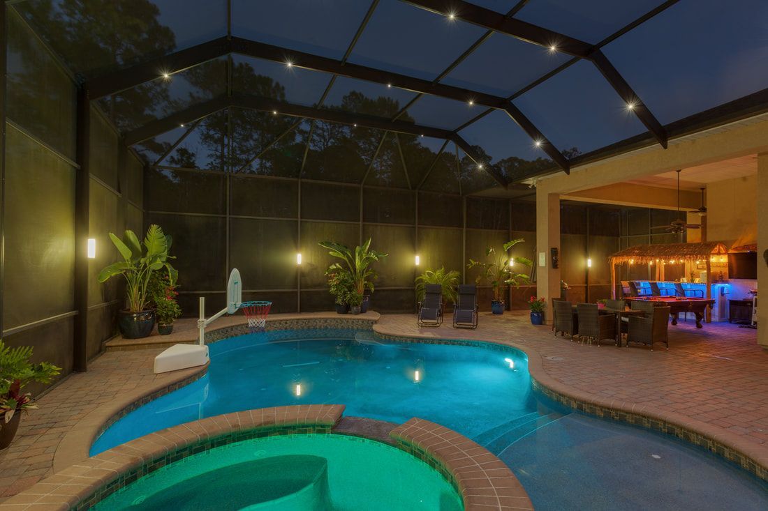 White Lights Around The Pool — Jacksonville, FL — Screen Enclosure Lighting, LLC