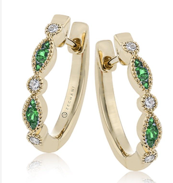 Tsavorite Garnet And Diamond Hoop Earrings — Bloomfield Hills, MI — Fredrick Jewelers