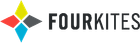 A logo for fourkites with a colorful diamond in the middle.