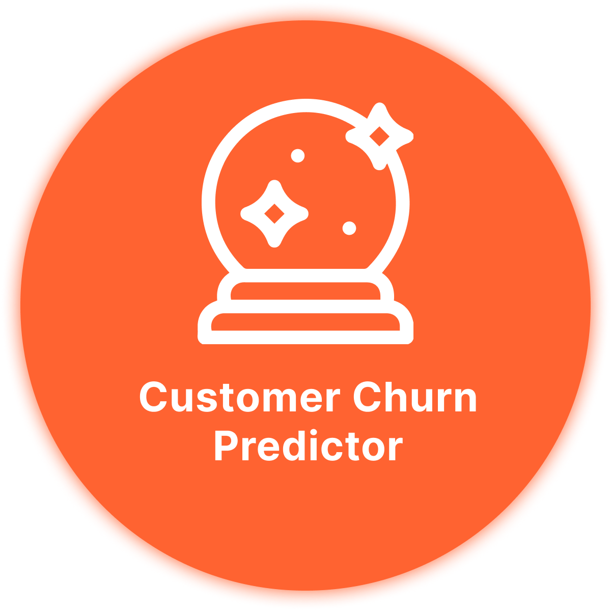 A picture of a snow globe with the words churn predictor on it.