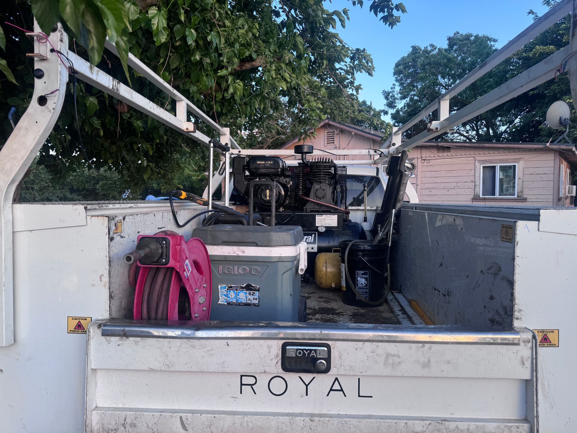 Bed of a service truck for mobile semi truck repair.