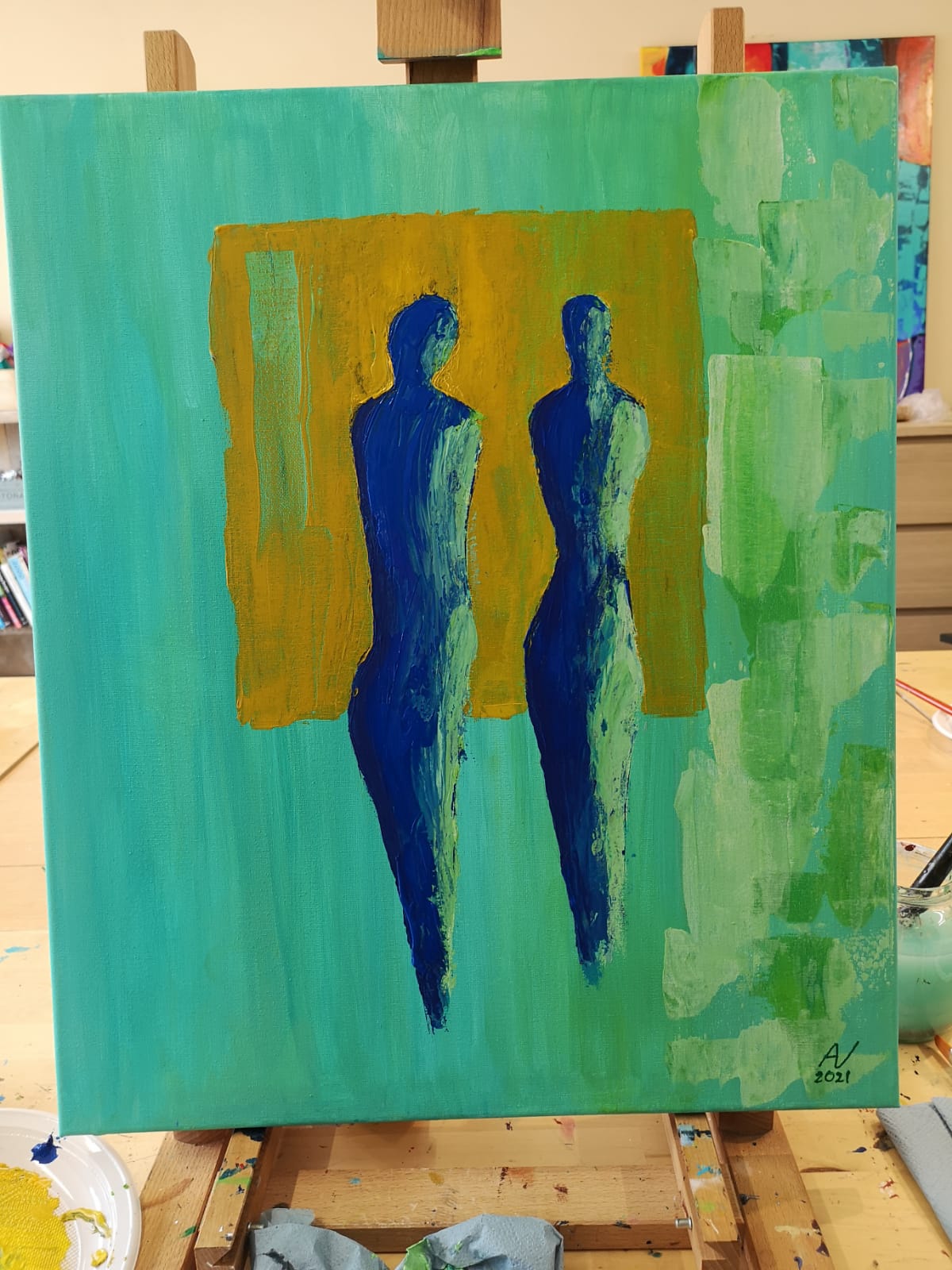 Mensfiguur abstract schilderen Uden