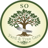 Logo of a tree with a saw through it, "SO Yard & Tree Care" in a green and gold circle.