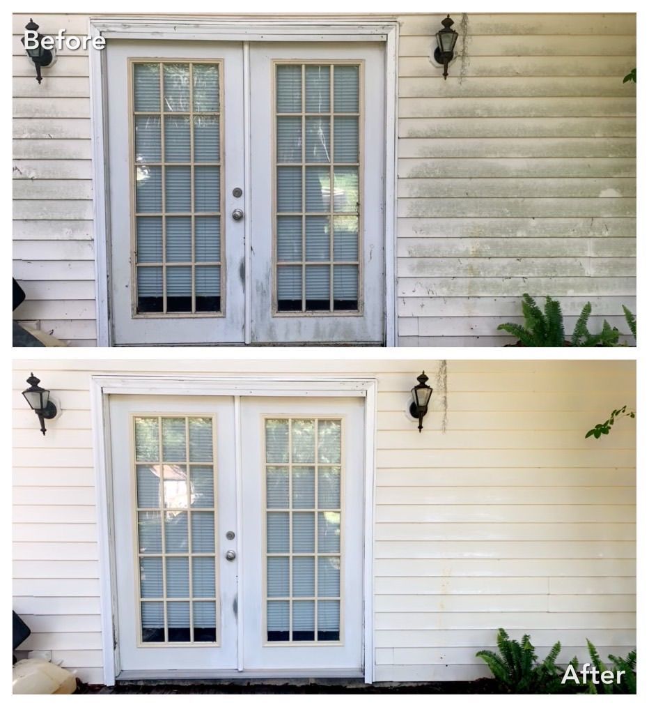 Before and after exterior window and siding cleaning by HB Cleaning Solutions in Victoria, BC