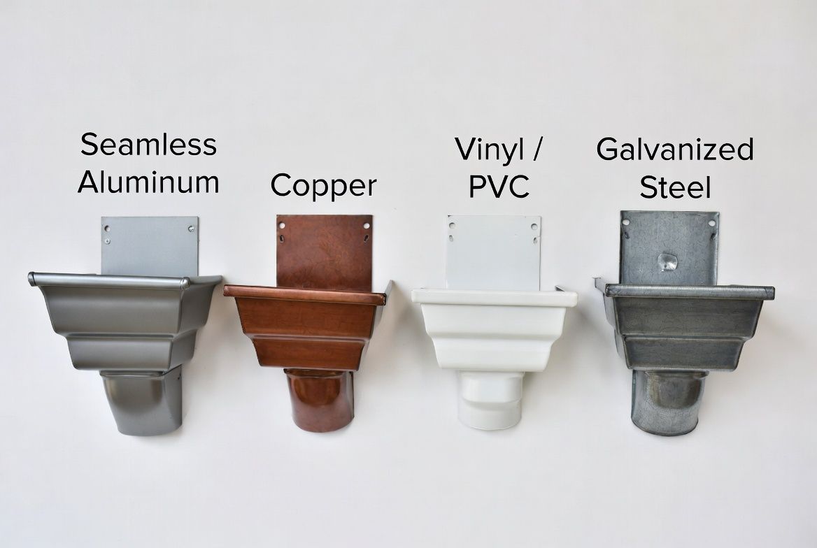 Showing different types of guttering system materials available at HB Cleaning Solutions