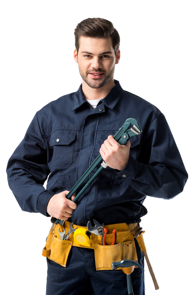 Plumber Holding A Pipe Wrench — Quakertown, PA — Lou The Plumber LLC