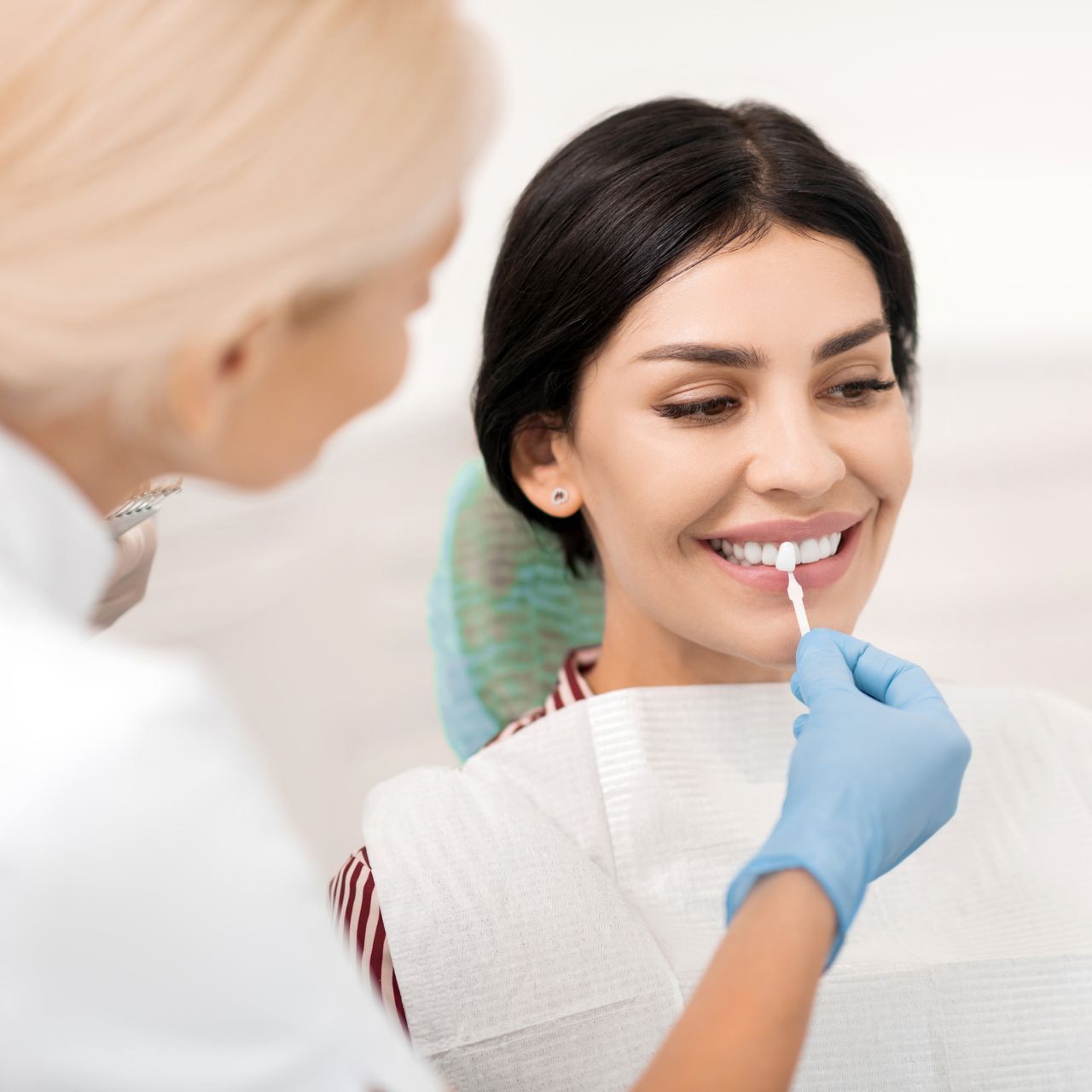 teeth whitening treatment on woman
