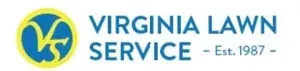 A blue and yellow logo for virginia lawn service