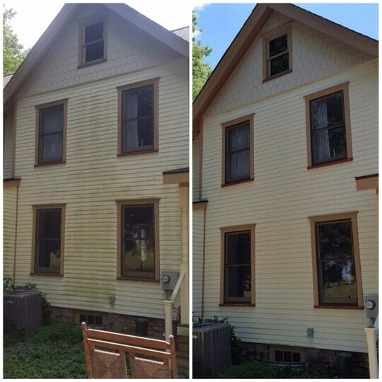 Before and After Photo of House Exterior — Power Washing in East Windsor, NJ