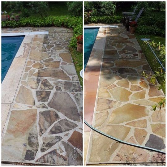 Before and After Photo of Side of the Pool — Results in East Windsor, NJ