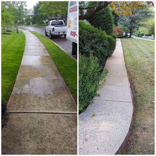 Before and After Photo of Sidewalk — Results in East Windsor, NJ