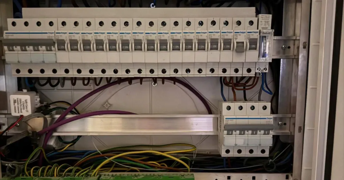 Algarve villa consumer unit showing MCB circuit breakers