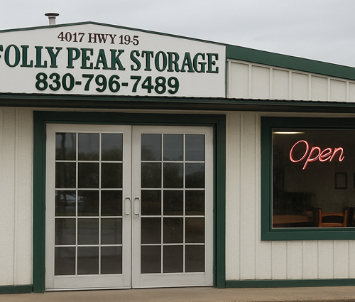 Polly Peak Storage office building in Bandera TX