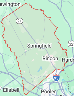 A map showing the boundaries of springfield and rincon harde