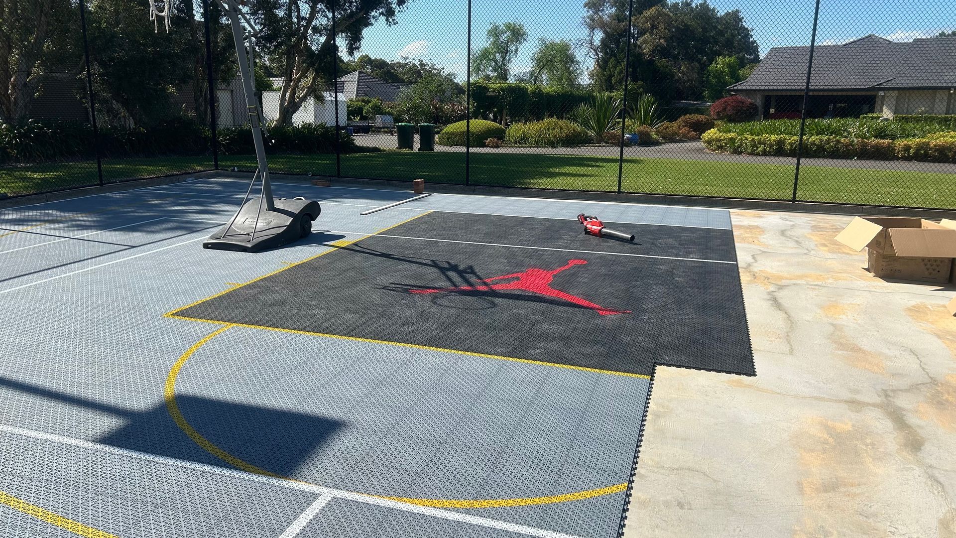 Outdoor basketball court tiles
