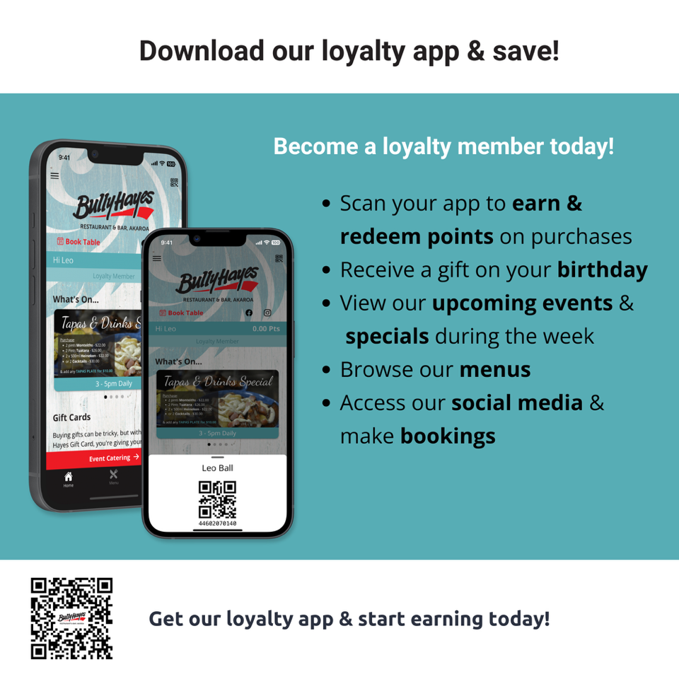 Two smartphones displaying a loyalty app. Text promotes loyalty membership benefits. Includes a QR code.