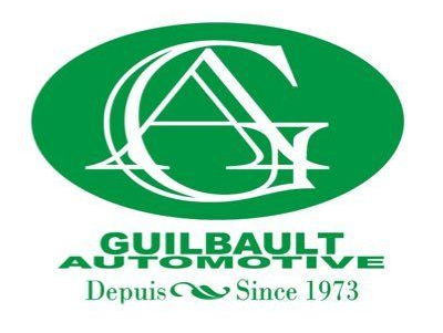 Green oval logo with white "GA" monogram over "GUILBAULT AUTOMOTIVE Depuis Since 1973".