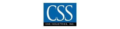 Logo of CSS Industries in a blue square with white letters 
