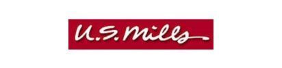 U.S. mills logo in white script on a red rectangle.