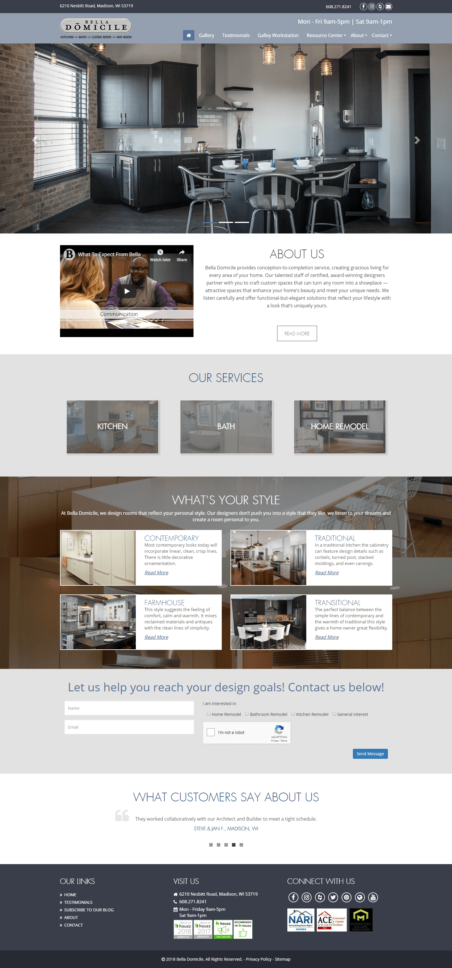 P3DA Website Design for Madison area interior design company Bella Domicile