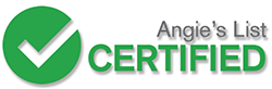 the logo for angie 's list is certified with a green check mark 