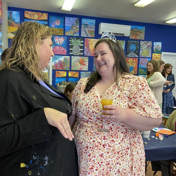 ladies having chat on a party