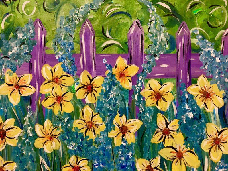 picket fence and flowers painting